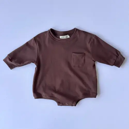 Harley Pocket Romper in Chocolate