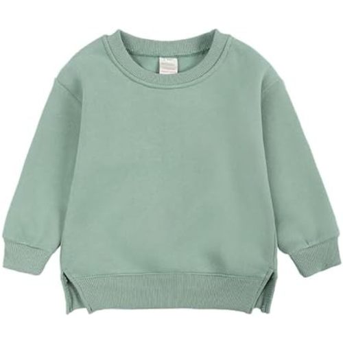 Toddler Baby Boy Girl Fleece Pullover Sweatshirt Solid Color Crewneck Blouse Shirt Tops Warm Fall Winter Clothes