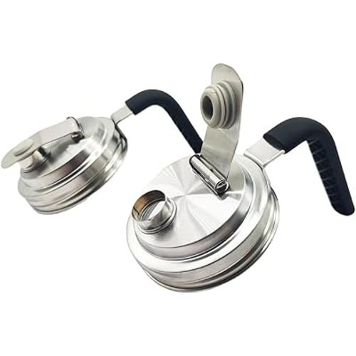 Stainless Steel Wide Mouth Mason Jar Flip Prouting Spout Lids with Handle,No Rust Leaking Proof for Home Brewing Fruit Fermenting Drinks Airtight,Turns Mason Jar to Pitcher(2Pack)