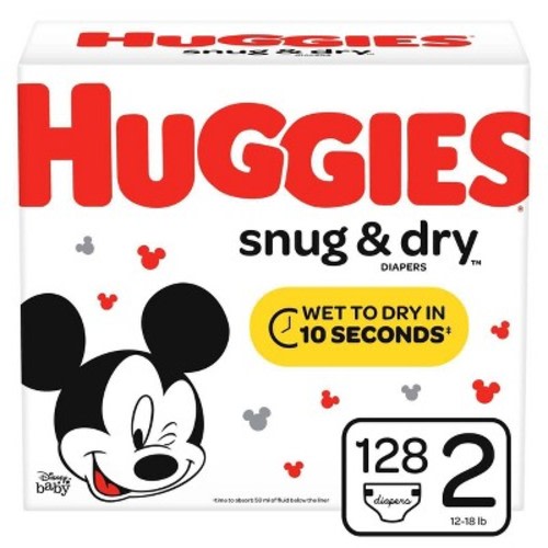 Huggies Snug & Dry Diapers Super Pack (Select Size), Size: Size 2 (128 Count)