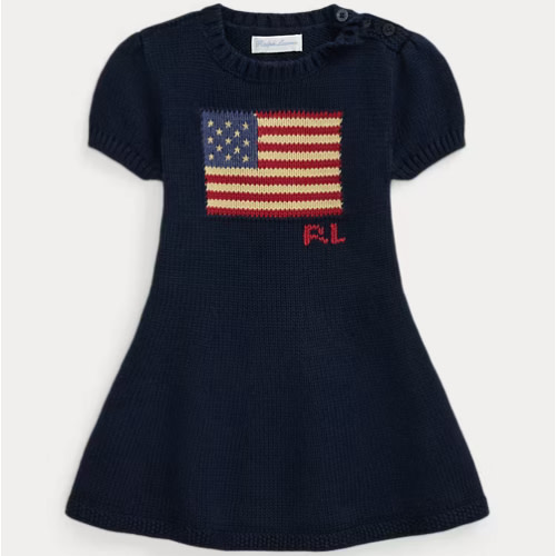 Flag-Intarsia Cotton Sweater Dress