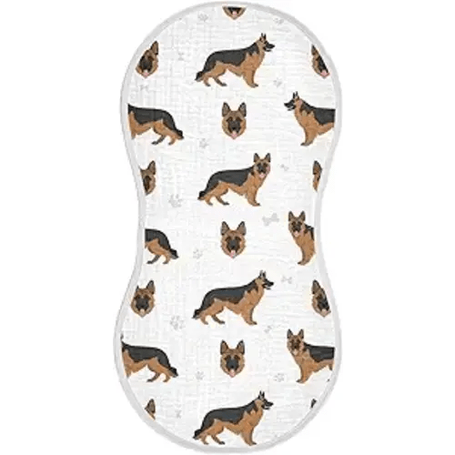 German Shepherd Dog Muslin Burp Cloths for Baby 1 Pack Soft 100% Cotton Baby Washcloths Bibs for Boy Girl