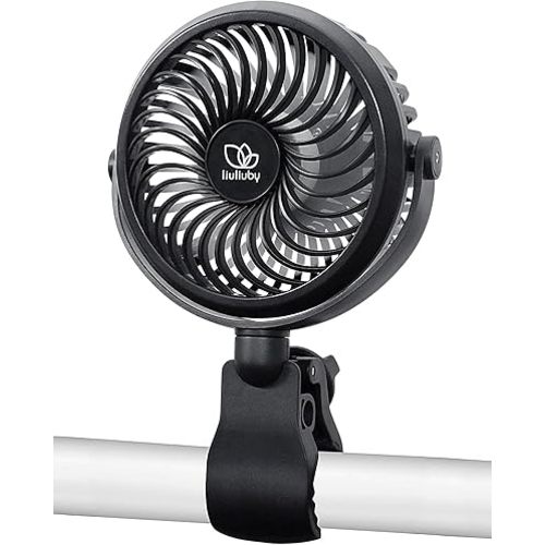 liuliuby Baby Stroller Fan with Clip | Clip On Fan for Baby Car Seat | Portable & Rechargeable with Durable Clamp | Stroller Accessories | Small Cooling USB Chargeable Battery (Carbon)