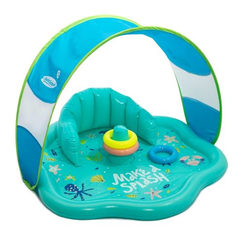 SwimSchool Infant Baby Pool Floats, Free Swimming, Super Buoyant – Ages 6-24 Months – Multiple Colors/Styles – Adjustable Canopies and Seats, Splash & Play Baby Floaties