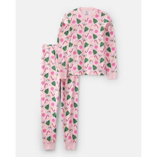 Adults Christmas Ornament Print 100% Cotton Long-Sleeve 2-Piece Pajamas - Pink - Carter's | Carter's