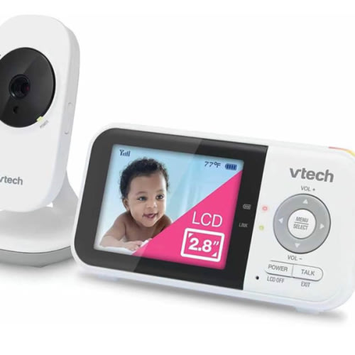 VTech VM819 Baby Monitor with Camera and Audio, 2.8” Screen Portable Baby Camera, Night Vision, 2-Way Audio, Temperature Sensor and Lullabies, Secure Transmission No WiFi, Ideal for Baby/Elderly/Pet