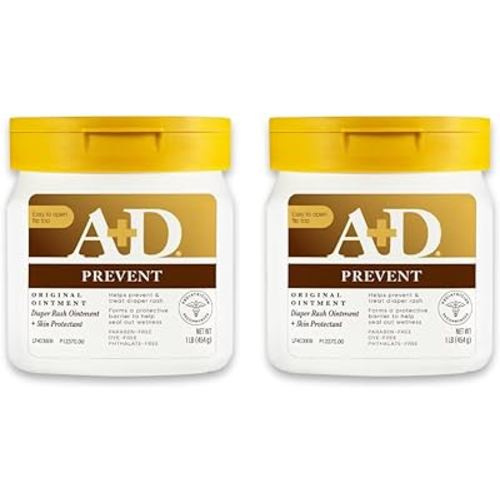 A+D Original Diaper Rash Ointment - Prevents & Protects Diaper Rash - Moisturizing Skin Protectant With Vitamins A & D - Healing Skin Ointment for Dry and Cracked Skin - 16oz 2 Pack