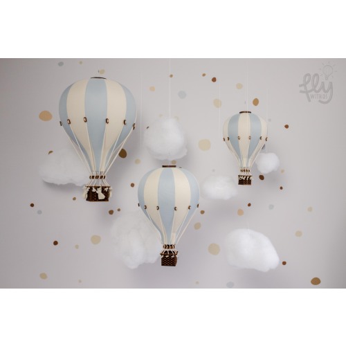 Personalized Pastel Blue - Cream Hot Air Balloon with Custom Letter | Nursery Wall Decor | Baby Shower Gift | First Birthday | Christening