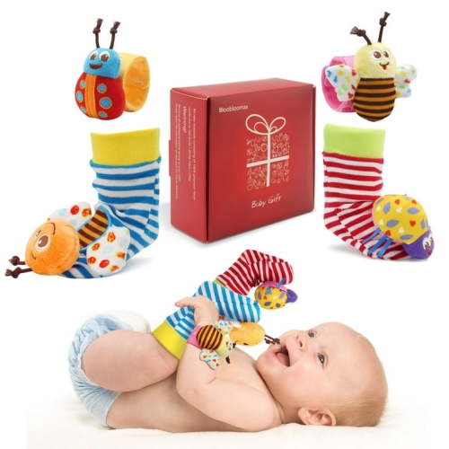 Bloobloomax Wrist Rattles Foot Finder Rattle Sock Baby Toddlor Toy, Rattle Toy, Arm Hand Bracelet Rattle, Feet Leg Ankle Socks