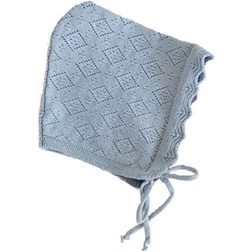 Baby Girls Hats Cotton Solid Color Baby Hats & Caps for 0-24 Months Newborn Baby Knitted Hat with Ruffle Flower Blue, Blue, 20*20*1cm