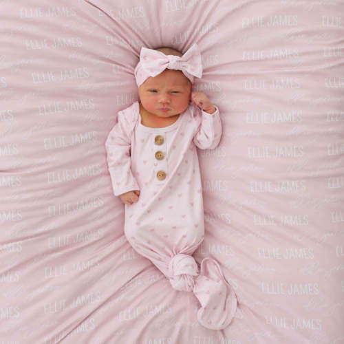 Sweet Heart Newborn Baby Knot Gown & Hat Set
