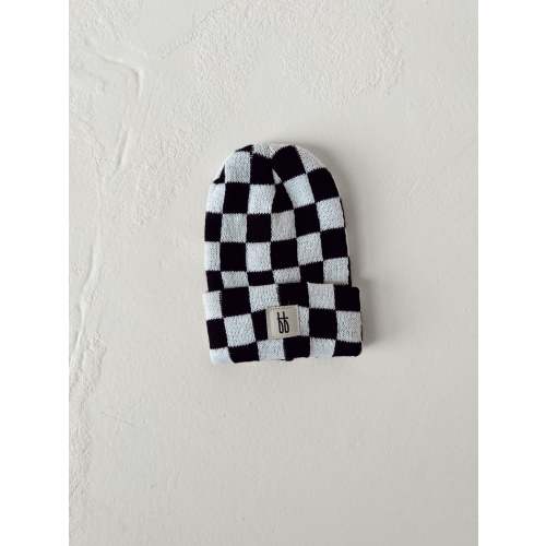 ff Knit Beanie  | Black + White Checkerboard