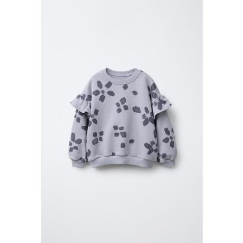 FLORAL PRINT SWEATSHIRT - Gray / Blue | ZARA United States