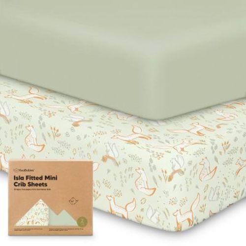 Keababies 2-pack Isla Mini Crib Sheets, Pack And Play Sheets Fitted, Pack N Play Sheets, Fitted Crib Sheet (foxtrot)