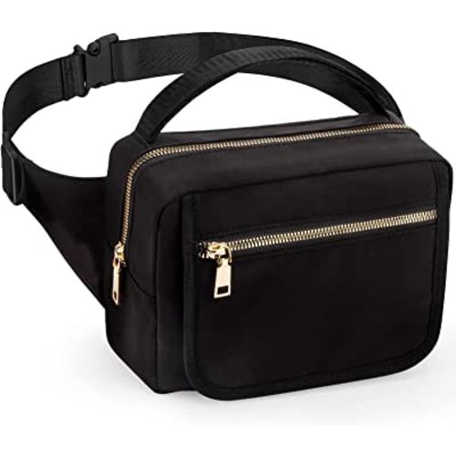 printe Small Diaper Bag with Portable Changing Pad, Crossbody Women Waist Bag with Wipes Pocket for Travel, Stroller Funny Pack, Black