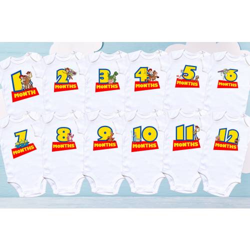 Toy Story Milestone Bodysuit | Monthly Bodysuit | Baby Shower Gift | Month to Month Personalized Bodysuit | Woody Milestone