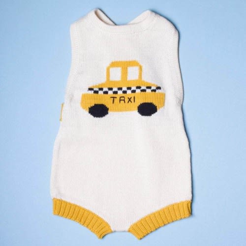 Organic Baby Romper, Sleeveless Knit - Taxi