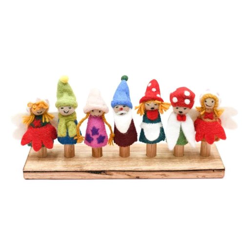 Hand Felted Fairies and Gnomes Finger Puppet Set
