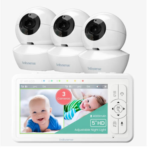 Babysense HD S2: Video Baby Monitor with 3 Cameras, Non Wifi, Split Sc