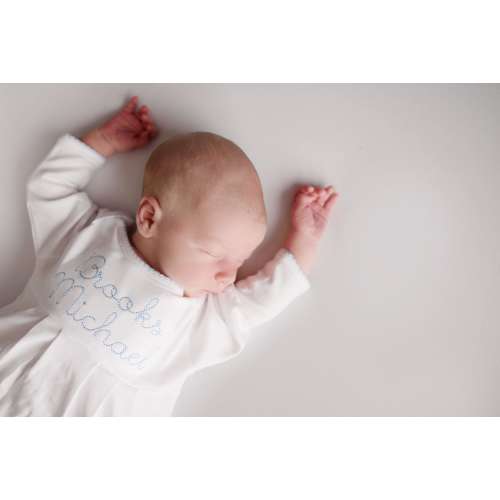 Baby boy coming home outfit, monogrammed gown, personalized gown and cap, pima cotton, baby shower gift