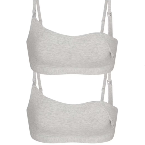 COTTON JERSEY MATERNITY NURSING SCOOP BRALETTE 2-PACK | LIGHT HEATHER GREY | SKIMS