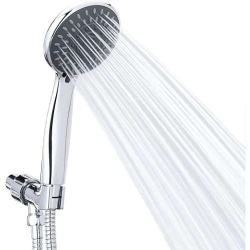 High Pressure Handheld Shower Head Briout 5-Settings Powerful Water Spray Shower Head against Low Pressure Water Flow with Stainless Hose and Adjustable Mount