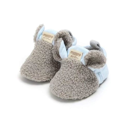 YWY Infant Baby Cozy Fleece Slippers with Non Skid Bottom Newborn Boys Girls Winter Warm Socks Booties Stay On Crib House Shoes
