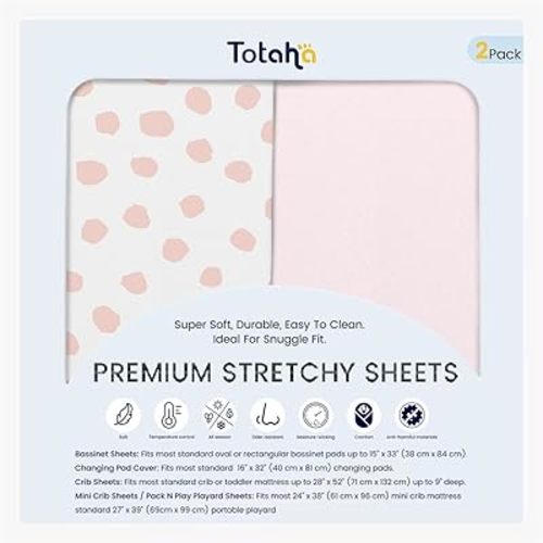 TotAha Premium Stretchy Changing Pad Cover, Buttery Soft Diaper Changing Pad Covers for Girls Boys, Super Stretchy Jersey Knit Changing Table Covers, 2 Pack