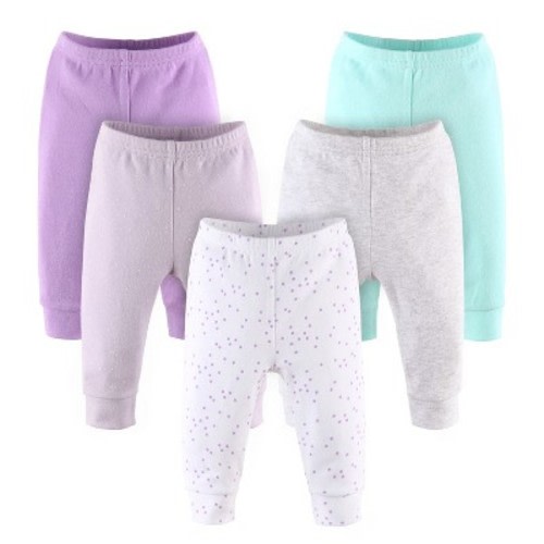 The Peanutshell 5-Pack Baby Pants, Pastel Dot Print, Size: 9-12m
