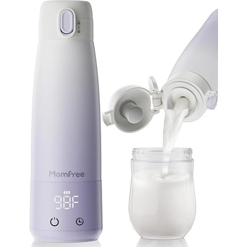 Portable Bottle Warmer for Breastmilk: Baby Milk Warmer with Smart Touch LED Temperature Control | Food-Grade Cordless On the Go Heating Bottle - 5 Mins Quick Milk Heating & Water 12 Ounces
