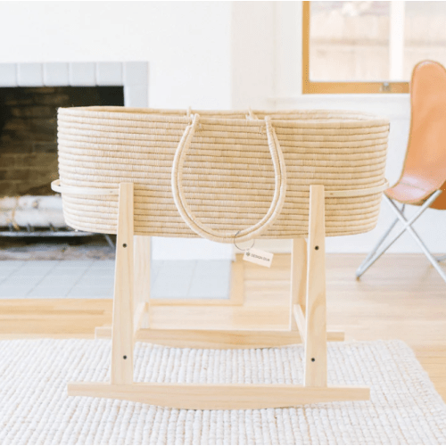 Modern Rocking Bassinet Stand- Natural Pine
