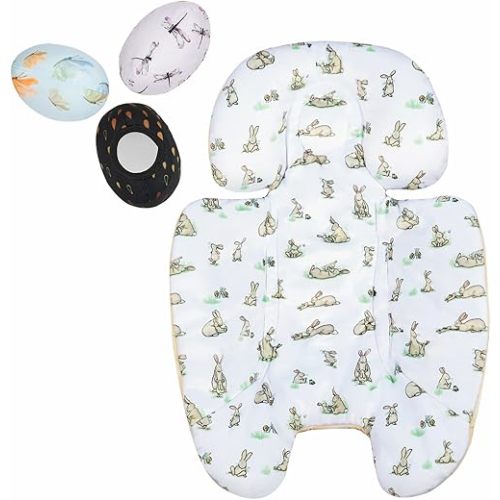 Mamaroo Newborn Insert and 3Pcs Mamaroo Replacement Toy Balls, Breathable Reversible Mamaroo Infant Insert Compatible with 4moms Mamaroo & RockaRoo, Head & Body Support, Machine Washable (Orange)
