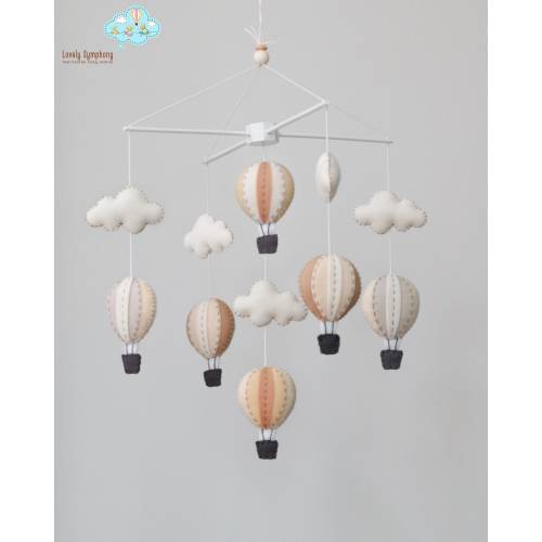 Neutral hot air balloons baby mobile - baby mobile - Monotone baby mobile