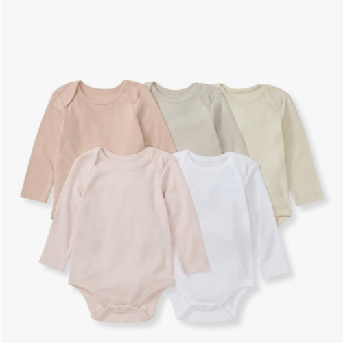 Burt's Bees Baby Unisex Organic Cotton Short and Long Sleeve Bodysuits, 5-Pack