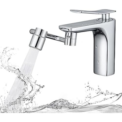 SELLO 1080° Rotating Faucet Extender for Bathroom Sink, Sink Water Faucet Aerator with Brass Extension, Kitchen Faucet Extender with 2 Mode Splash,Adjustable Swivel Arm