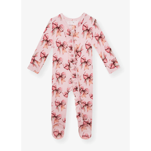 Bows Pink Baby Girl Sleeper | Everly Jane