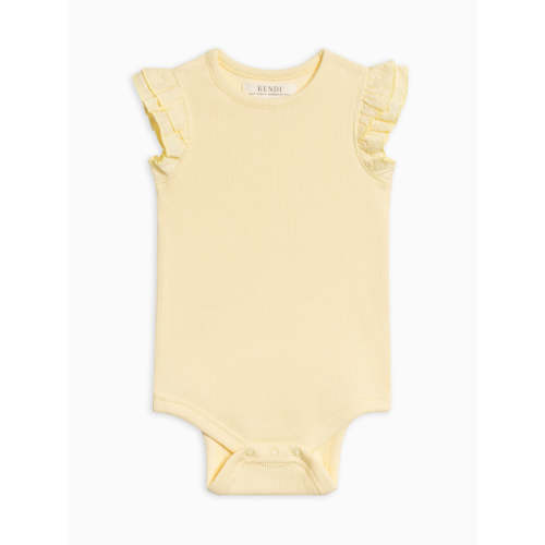 Maggie Ribbed Short Sleeve Bodysuit with Eyelet Ruffle