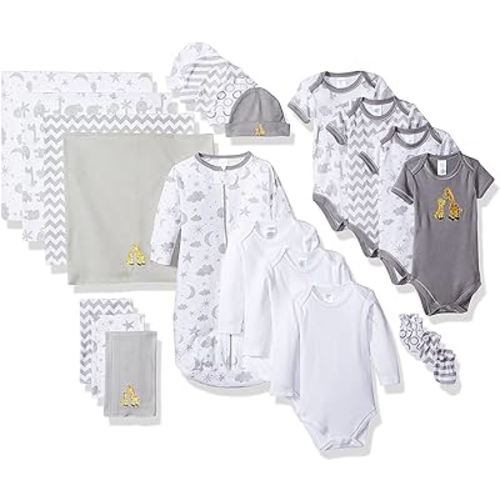 Spasilk Baby Essential 23 Piece Layette Set for Newborns and Infants, 0-6 Months, Grey Celestial