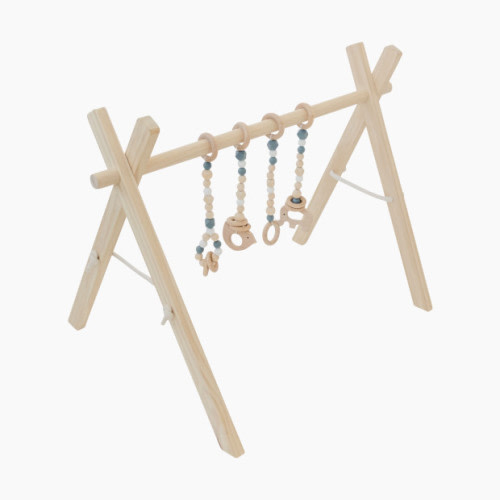 Poppyseed Play Natural Pine Wood Baby Gym - Gray Toys