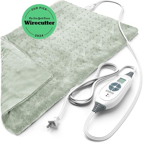 Pure Enrichment PureRelief XL Heating Pad - 12" x 24" Electric Heating Pad for Back Pain & Cramps, 6 Heat Settings, FSA/HSA Eligible, Soft Machine Wash Fabric, Auto-Off & Moist Heat (Zen Green)