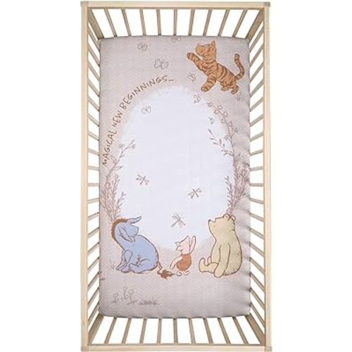Lambs & Ivy Disney Baby Pooh Bear & Pals Photo Op Cotton Baby Fitted Crib Sheet