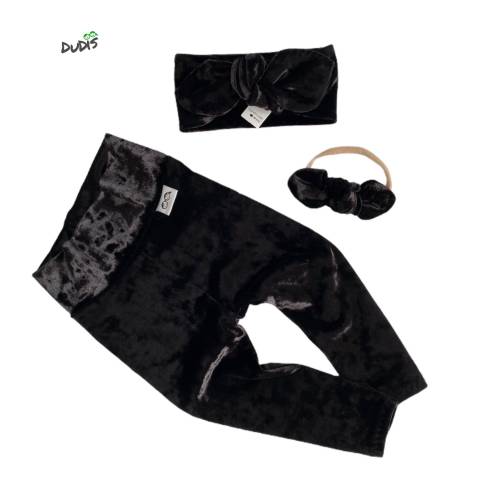 Black Velvet Leggings and/or Top Knot Headband Set, Baby Girl Christmas Clothes, Newborn Coming Home Outfit, Preemie Fancy Pants