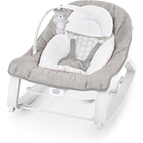 Ingenuity Keep Cozy 3-in-1 Grow with Me Vibrating Baby Bouncer Seat & Infant to Toddler Rocker, Vibrations & Toy Bar, 0-30 Months Up to 40 lbs (Linden)