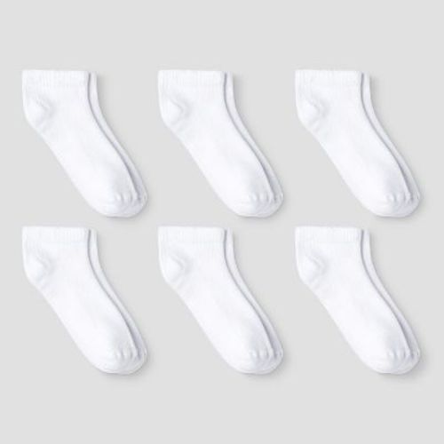 Toddler 6pk Low Cut Socks - Cat & Jack™ White 4T-5T: Nonslip Grippers, Knit Fabric