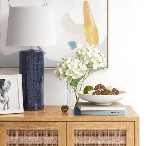 2"x6.5" Linen Textured Ceramic Large Lamp Base Dark Blue - Threshold™