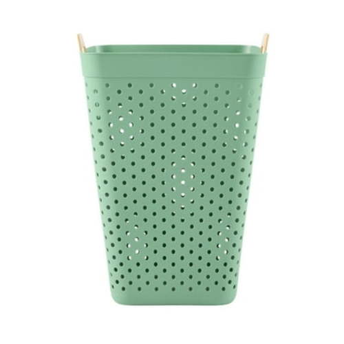 Mainstays Square Flexible Laundry Hamper, Adult, 2-Bushel Capacity, Sage Green