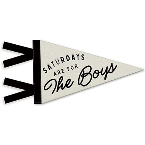 Boy Nursery Playroom Decor, Saturdays Are for the Boys Wall Felt Pennants Banners Flags, Trendy Black and Beige Wall Hanging Decor for Kids Room Bedroom Playroom