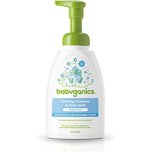 Babyganics Baby Shampoo + Body Wash Pump Bottle, Fragrance Free, Non-Allergenic and Tear-Free, 16 Fl Oz, Packaging May Vary