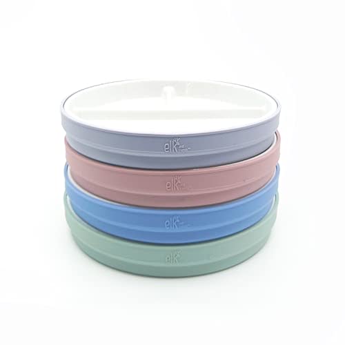 Elk and Friends Porcelain Plates with Silicone Sleeves | Divided Plates - 4-Pack