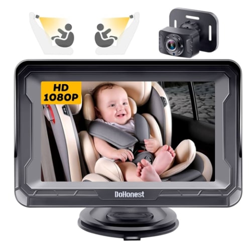 DoHonest Baby Car Camera HD 1080P - Rear-Facing Car Baby Monitor with Night Vision, Adjustable View Angle, Easy Setup, Anti-Glare Display, Safety for Kids & Infants